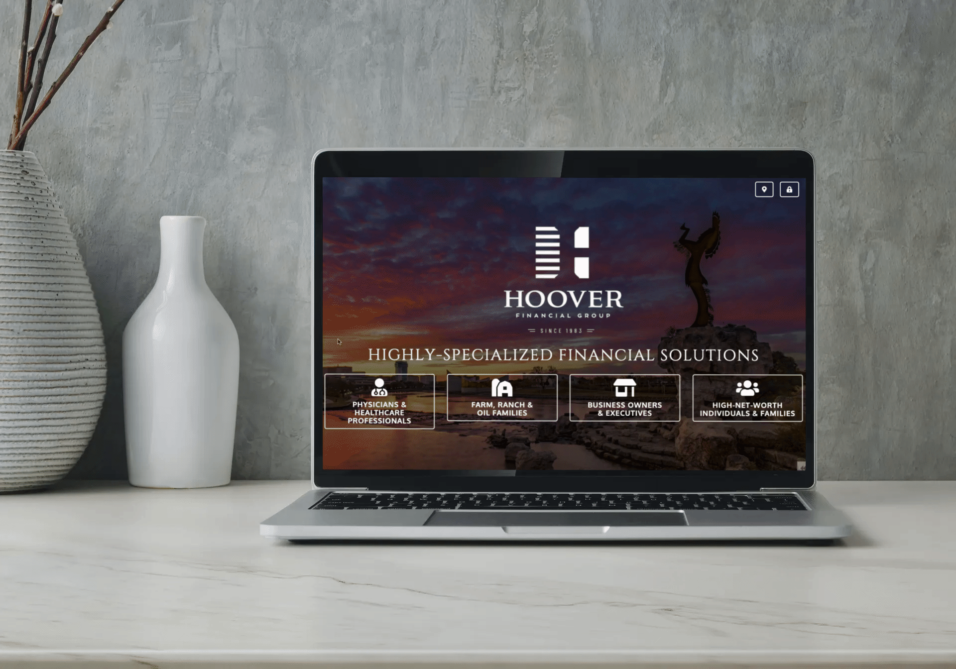 The homepage animation of Hoover's website allows a user to self-identify with the type of client they are, including some 