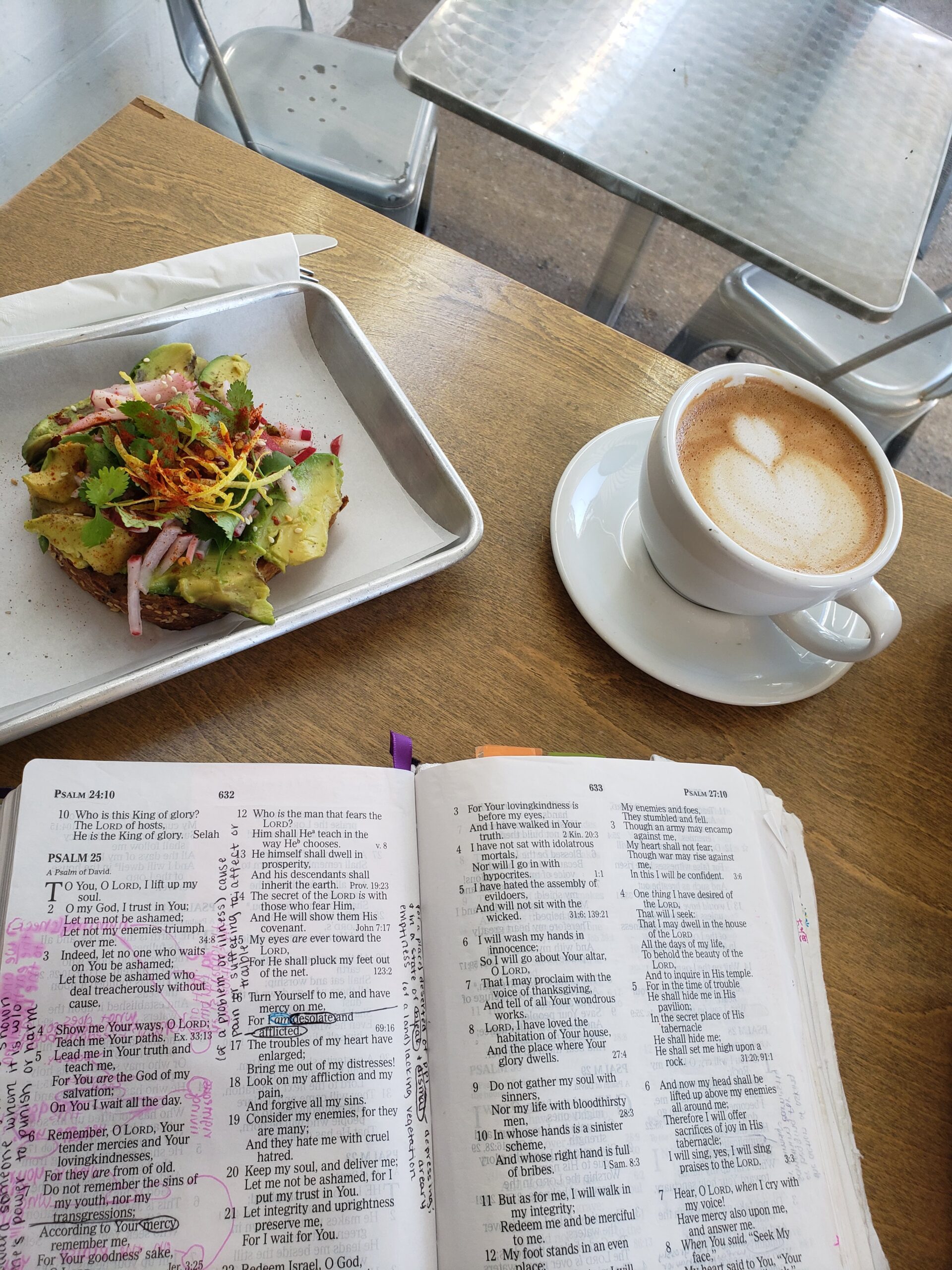 Bible time, coffee, and avocado toast. Is there a better way to spend a restful morning? 
